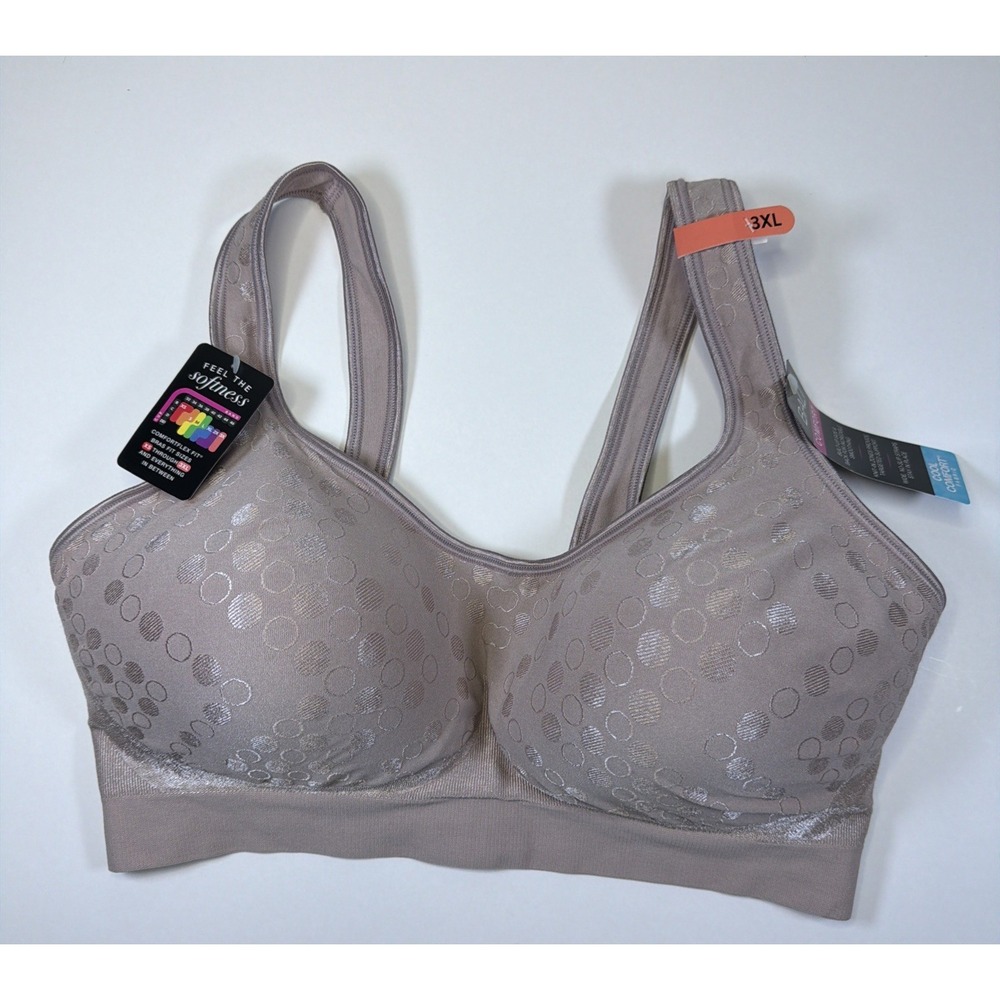 Bali Comfort Revolution Wirefree Comfortflex Bra DF3488 Size 3XL Pink Dot New